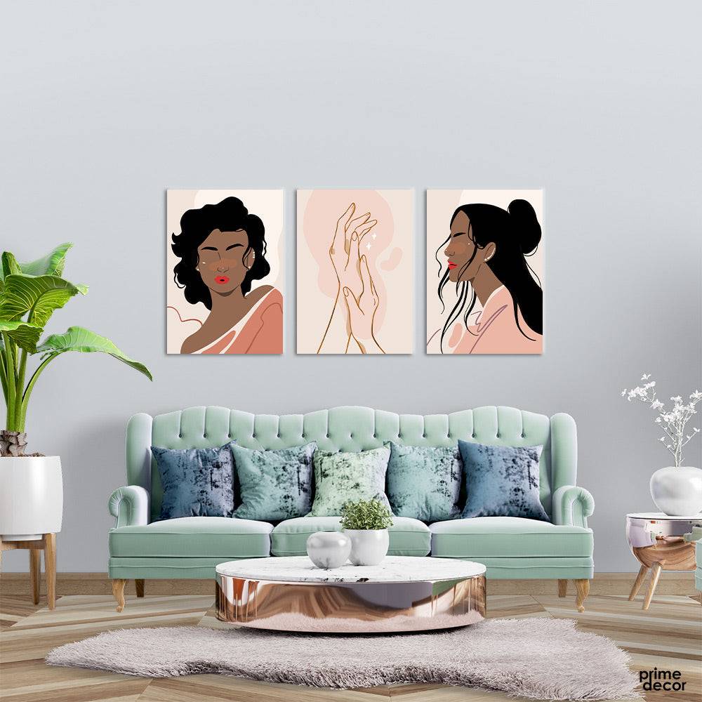 Black Woman Portrait Covers Collection (3 Panel) Fashion Wall Art - Prime Décor