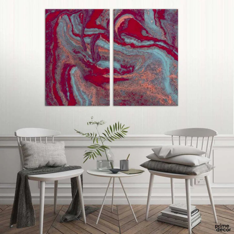 Top View Abstract Acrylic Paint (2 Panel) Abstract Wall Art - Prime Décor