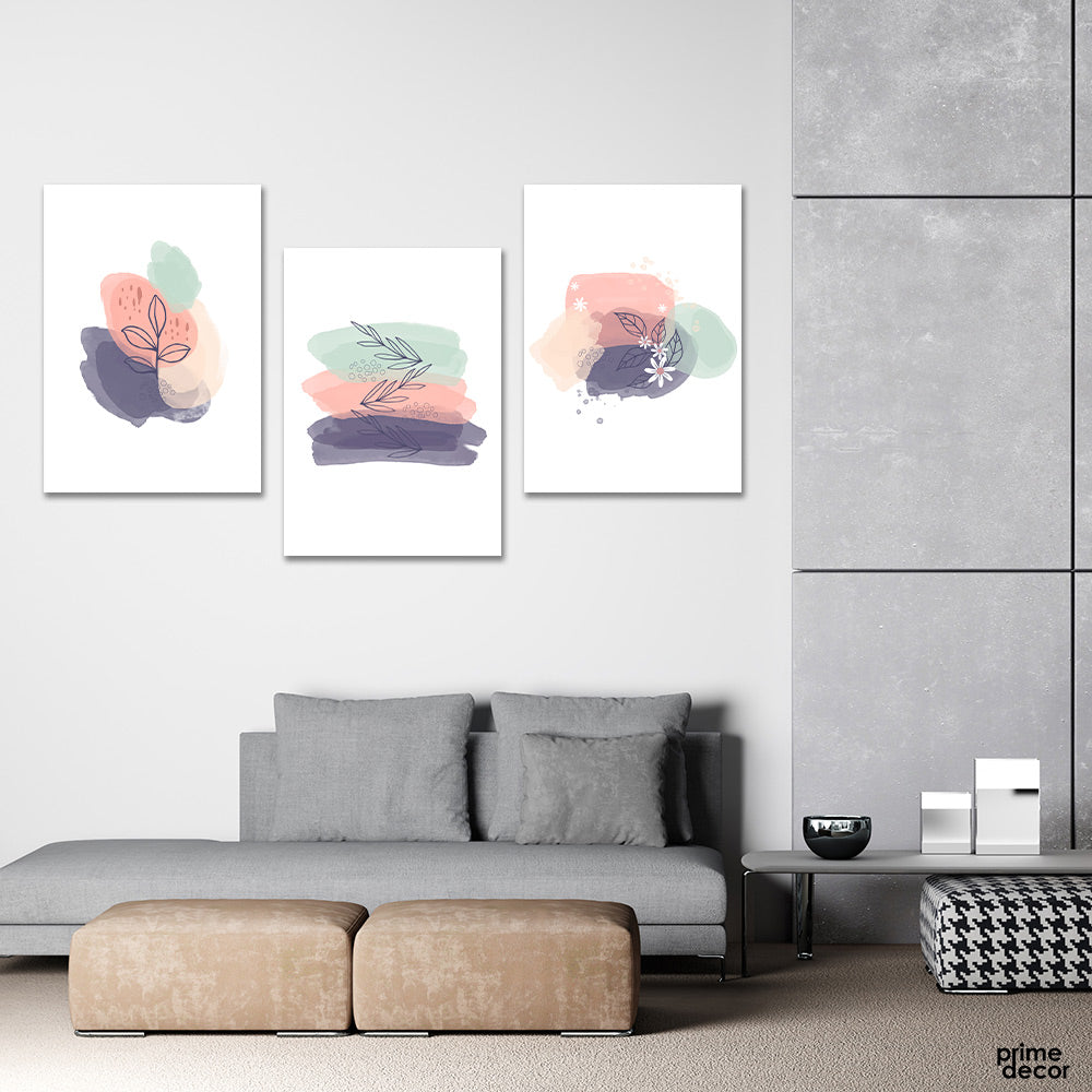 Handpainted Pink Graffiti Brush (3 Panel) Floral Wall Art On Sale - Prime Décor