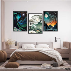 Midnight Texture Dark View (3 Panel) Nature Wall Art - Prime Décor