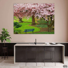 Bench Under Cherry Blossom (Single Panel) | Nature Wall Art - Prime Décor