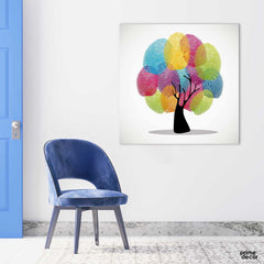 Colorful Fingerprint Tree  (Square Panel) Tree Wall Art - Prime Décor