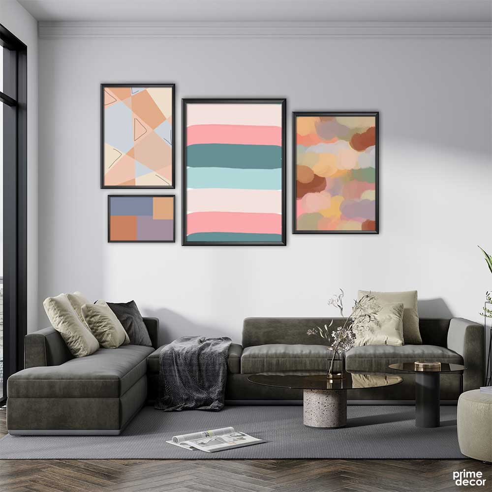 Modern Brush Strokes (4 Panel) Abstract Wall Art - Prime Décor