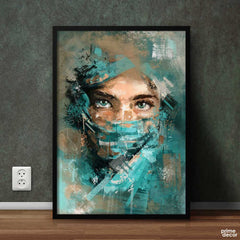 Girl Portrait in Veil | Abstract Poster Wall Art - Prime Décor