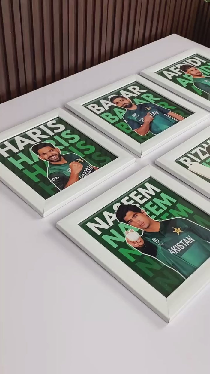 Babar Azam Pakistan Cricket Team with Typography Background
