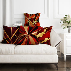 Mystic Marble Series - Maroon (Set of 4) | Abstract Cushion #275 - Prime Décor