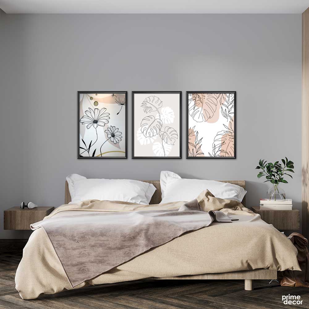 Set of Three Stream Flowers (3 Panel) Floral Wall Art On Sale - Prime Décor