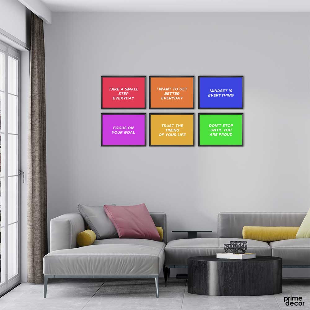 Solid Colors Mix Motivational (6 Panel) Motivational Wall Art - Prime Décor