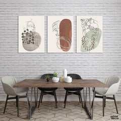 Woman One Line Illustration (3 Panel) Fashion Wall Art - Prime Décor