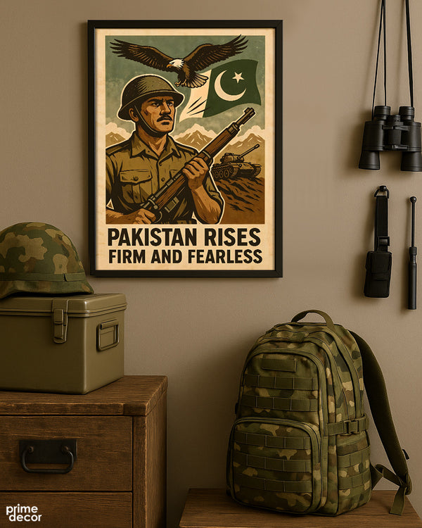 Pakistan Rises Firm And Fearless With Eagle | Army Poster Wall Art