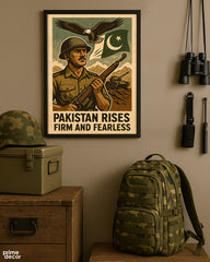 Pakistan Rises Firm And Fearless With Eagle | Army Poster Wall Art