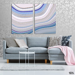 Blue & White Marbled Design (2 Panel) Geod Wall Art - Prime Décor