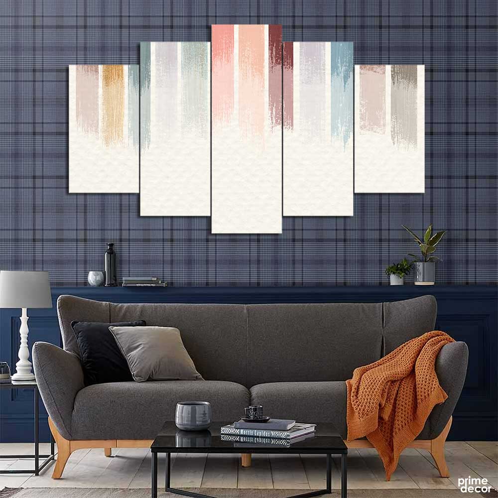 Wall Panel Abstract Design Pastel Acrylic Abstract (5 Panel) Abstract Wall Art– Prime Décor