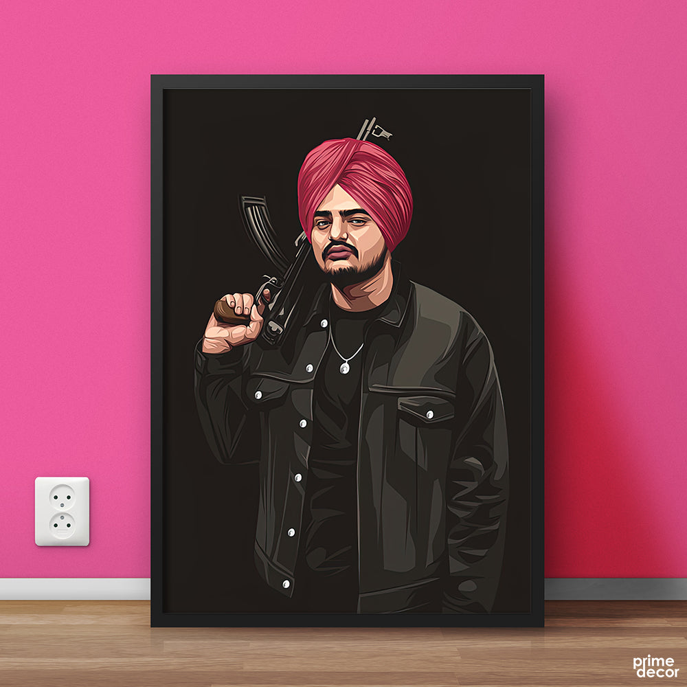 Sidhu Moose Wala with AK-47 | Celebrity Wall Art On Sale - Prime Décor