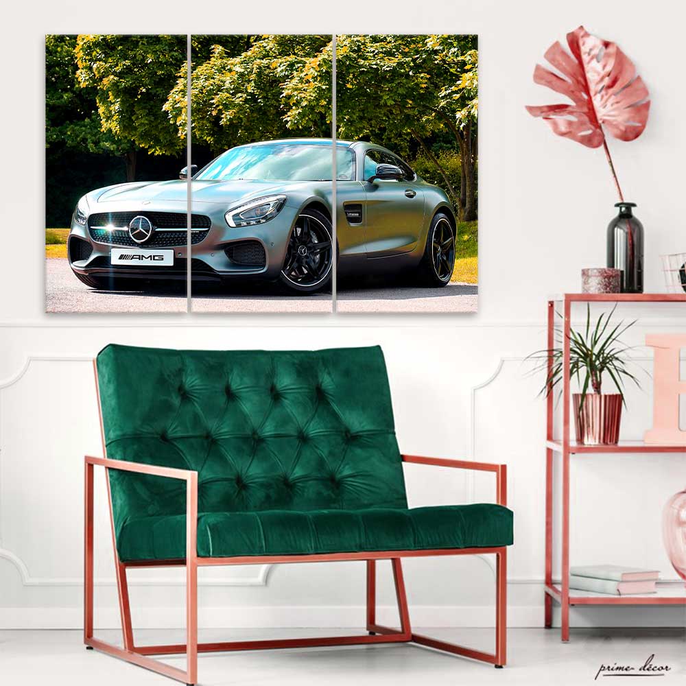 AMG GT Grey Car (3 Panel) | Car Wall Art - Prime Décor