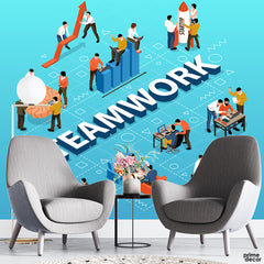 Teamwork Typography With People | Office Wallpaper Mural - Prime Décor