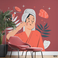 Jade Roller Flat Illustration | Skin Clinic Wallpaper Mural