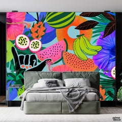 Funky Tropical Beach Style Fruits | Floral Wallpaper Mural - Prime Décor