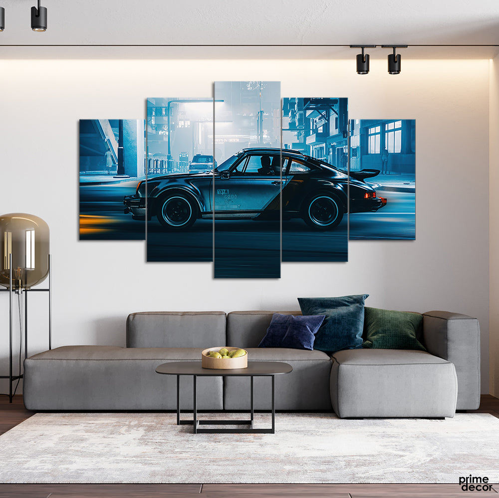 Silverhand Porsche Cyberpunk (5 Panel) Cars Wall Art On Sale - Prime Décor