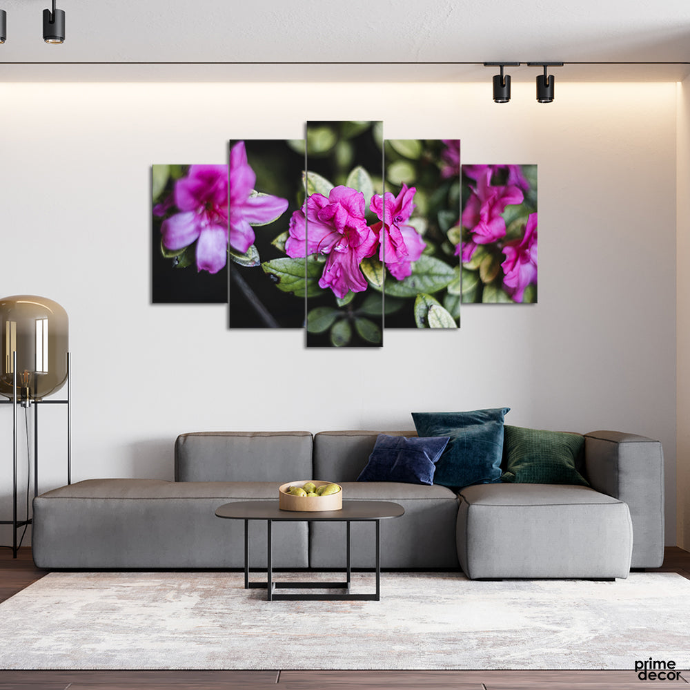 Gorgeous Purple Orchids (5 Panel) Floral Wall Art - Prime Décor