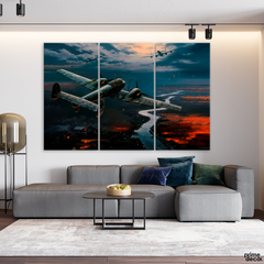 Night Riders Plane Art (3 Panel) Travel Wall Art - Prime Décor