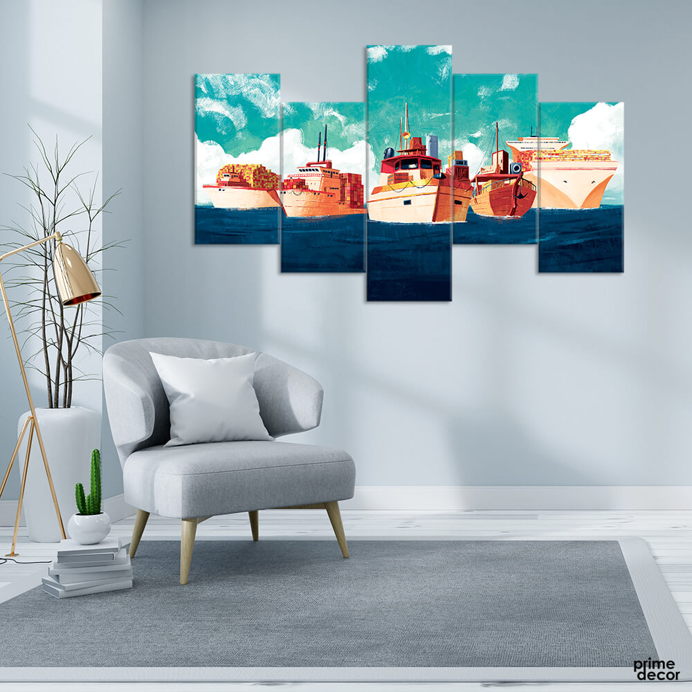 Sea-commerce (5 Panel) Digital Wall Art - Prime Décor
