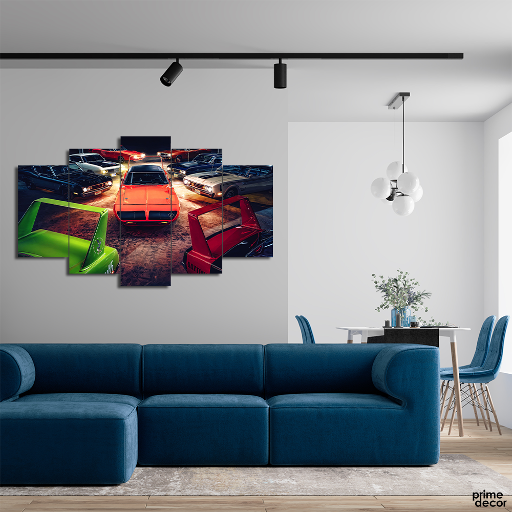 Retro Muscle American Car (5 Panel) Car Wall Art - Prime Décor
