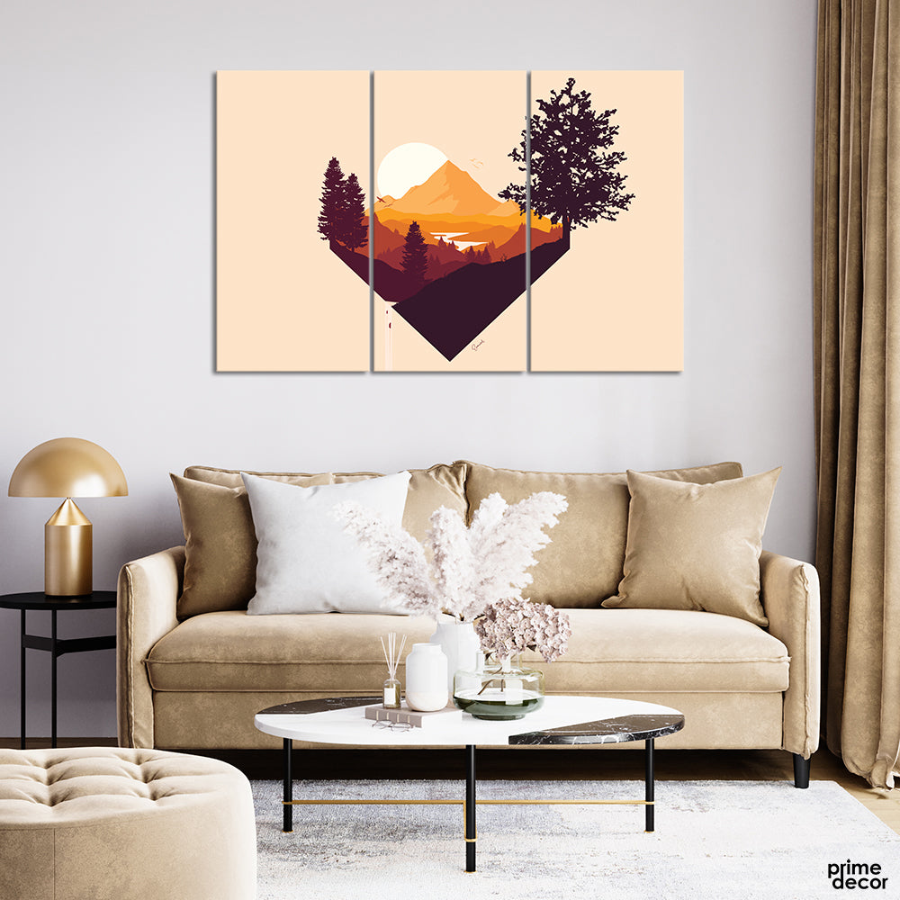 Triangular Vector Scenery (3 Panel) Digital Wall Art - Prime Décor