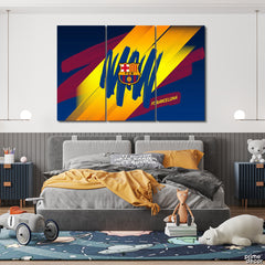 FC Barcelona Logo Brush Strokes Style (3 Panel) Football Wall Art - Prime Décor