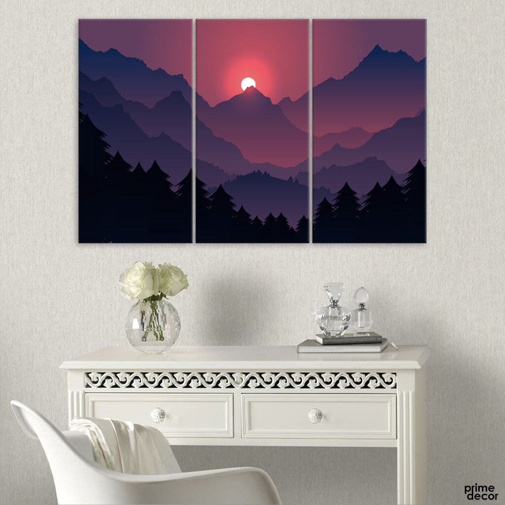 Gradient Mountain in Landscape (3 Panel) Nature Wall Art - Prime Décor