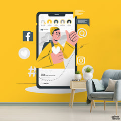 Social media Disproportionate Illustrations | Office Wallpaper Mural