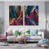 A Closeup of a Colorful Piece (2 Panel) Abstract Wall Art