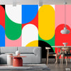 Colorful Curved Geometric Shapes | Abstract Wallpaper Mural