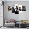 Gaming Characters in Action (5 Panel) Game Wall Art