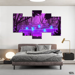 Neon Lightning Butterflies (5 Panel) Nordic Wall Art - Prime Décor