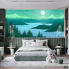 Pastel Green & Ocean Blue Scenic Landscape | Nature Wallpaper Mural