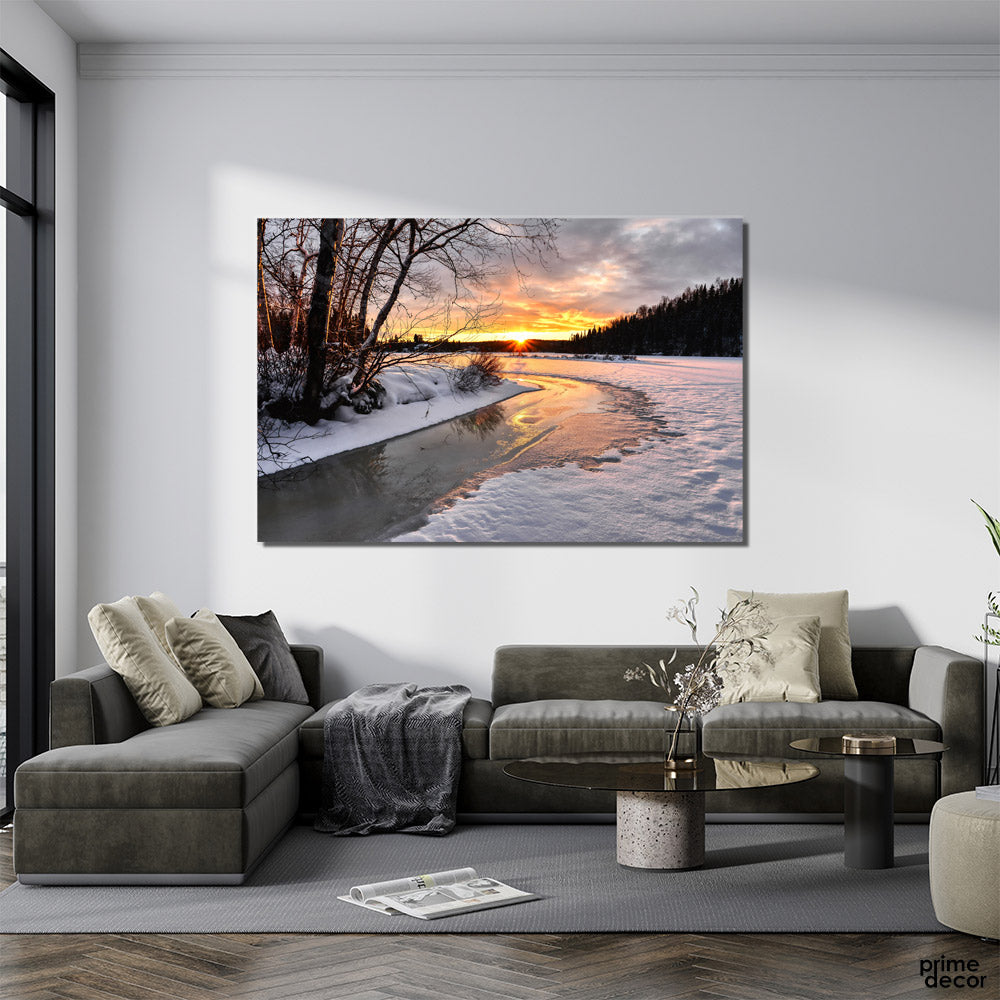 Winter Sunset (Single Panel) Nature Wall Art - Prime Décor