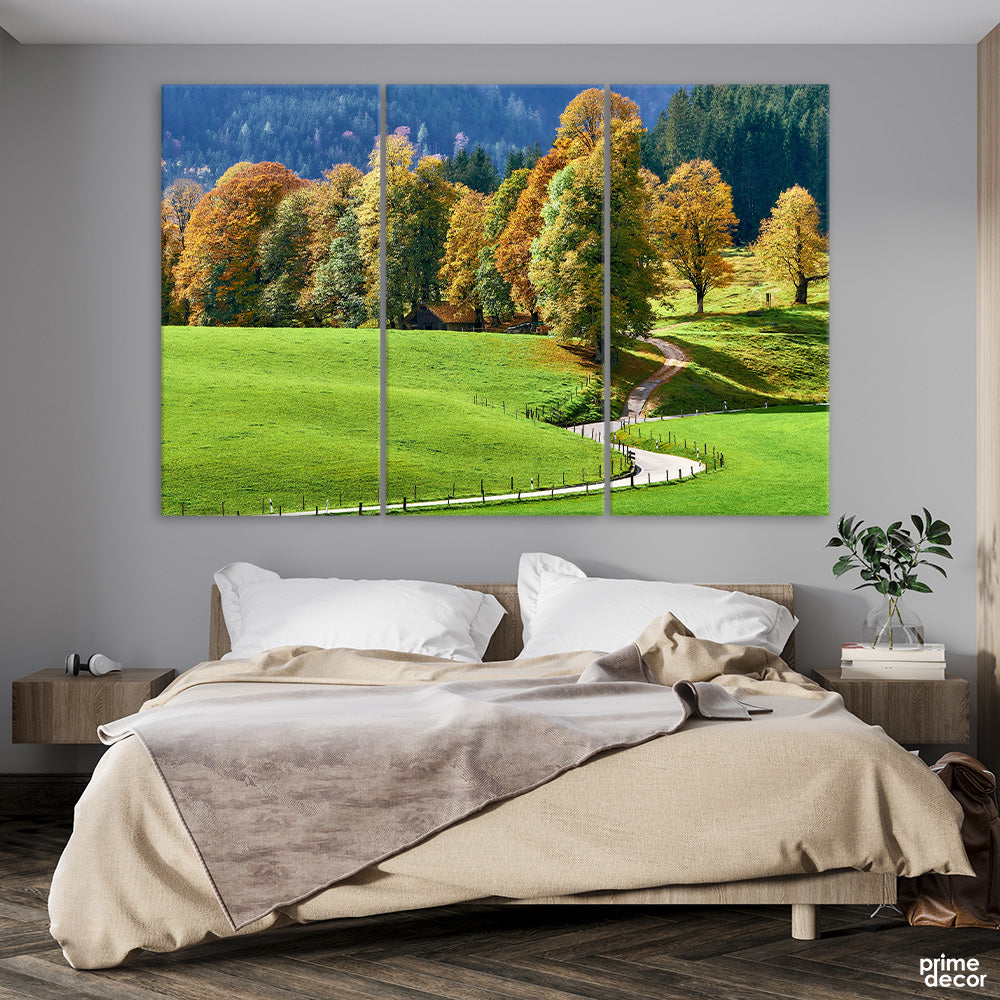 Path & Forest View (3 Panel) Nature Wall Art - Prime Décor