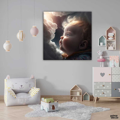 Cute Baby Angel (Single Panel) Square Wall Art - Prime Décor