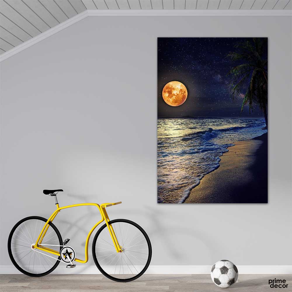 Sunset Beach Night View (Single Panel) Nature Wall Art - Prime Décor