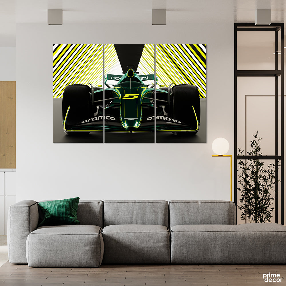 Green Aramco Formula 1 (3 Panel) Cars Wall Art - Prime Décor