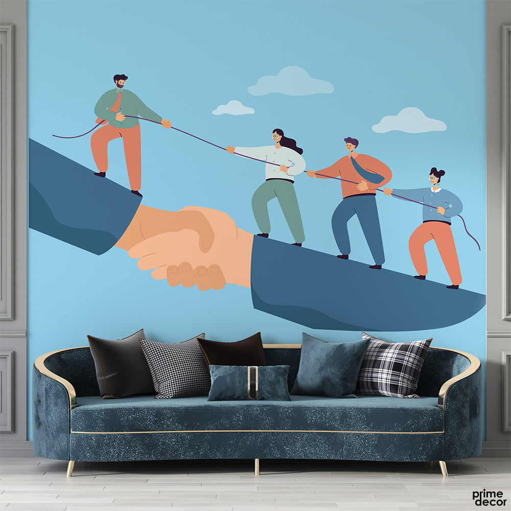 Team Supporting Each Other Teamwork | Office Wallpaper Mural - Prime Décor