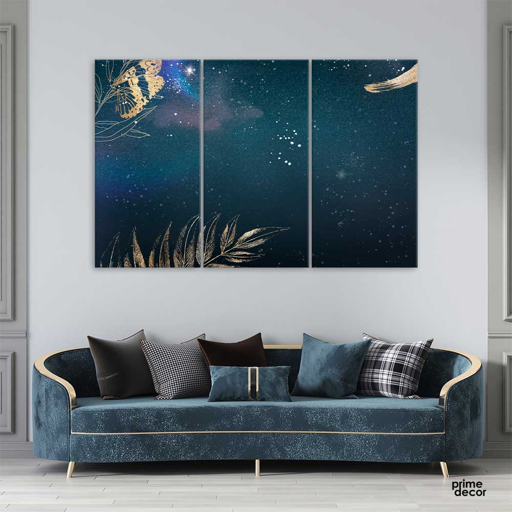 Flower Background Aesthetic Border (3 Panel) | Wall Art - Prime Décor