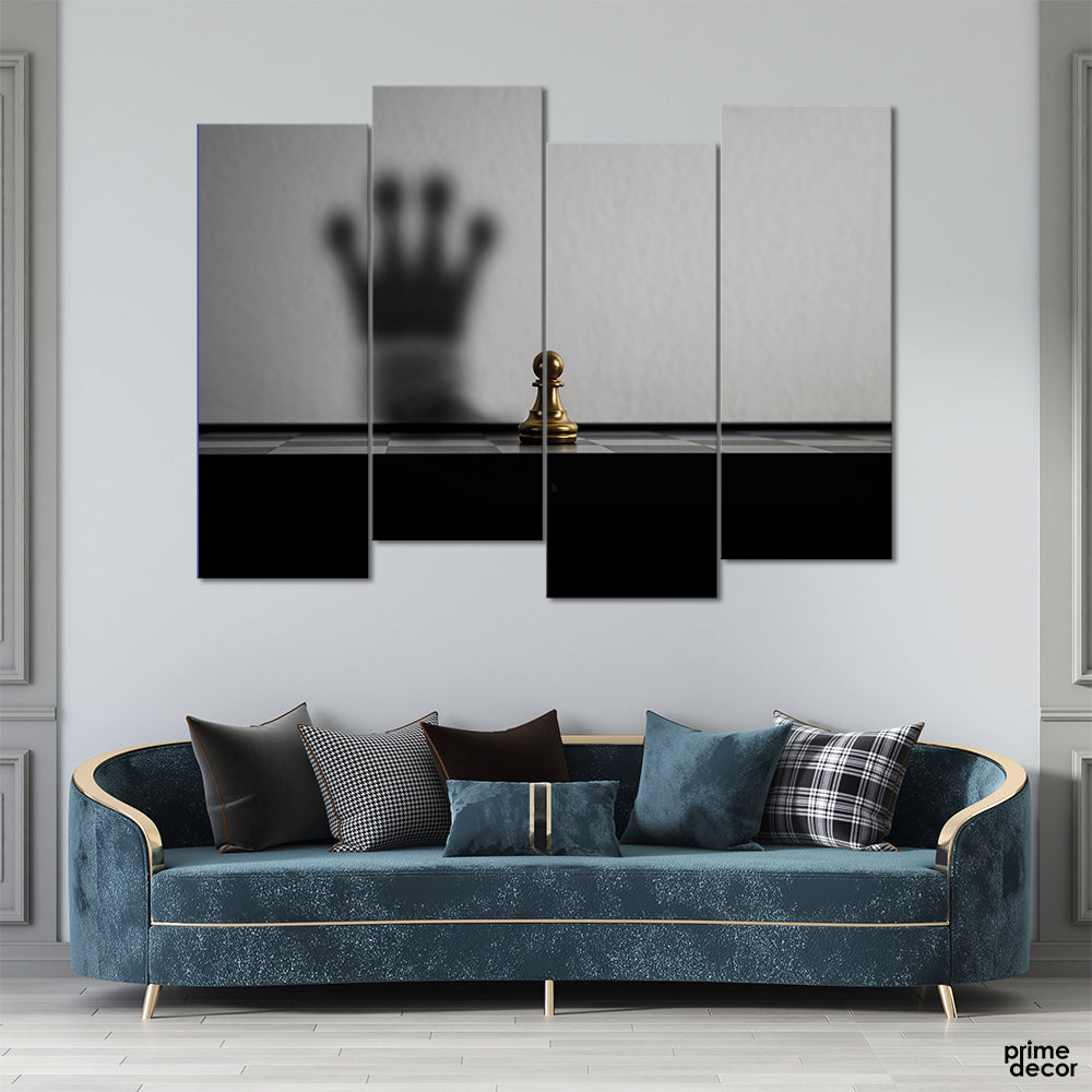 Chessman Got Promoted (4 Panel) Inspirational Wall Art - Prime Décor