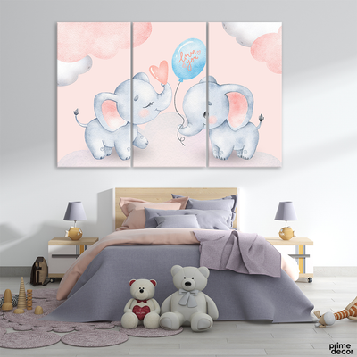 Elephant Couple Art (3 Panel) Kids Wall Art - Prime Décor