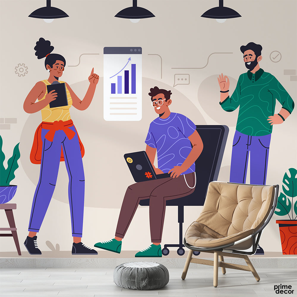 Co-Working In Team | Office Wallpaper Mural - Prime Décor