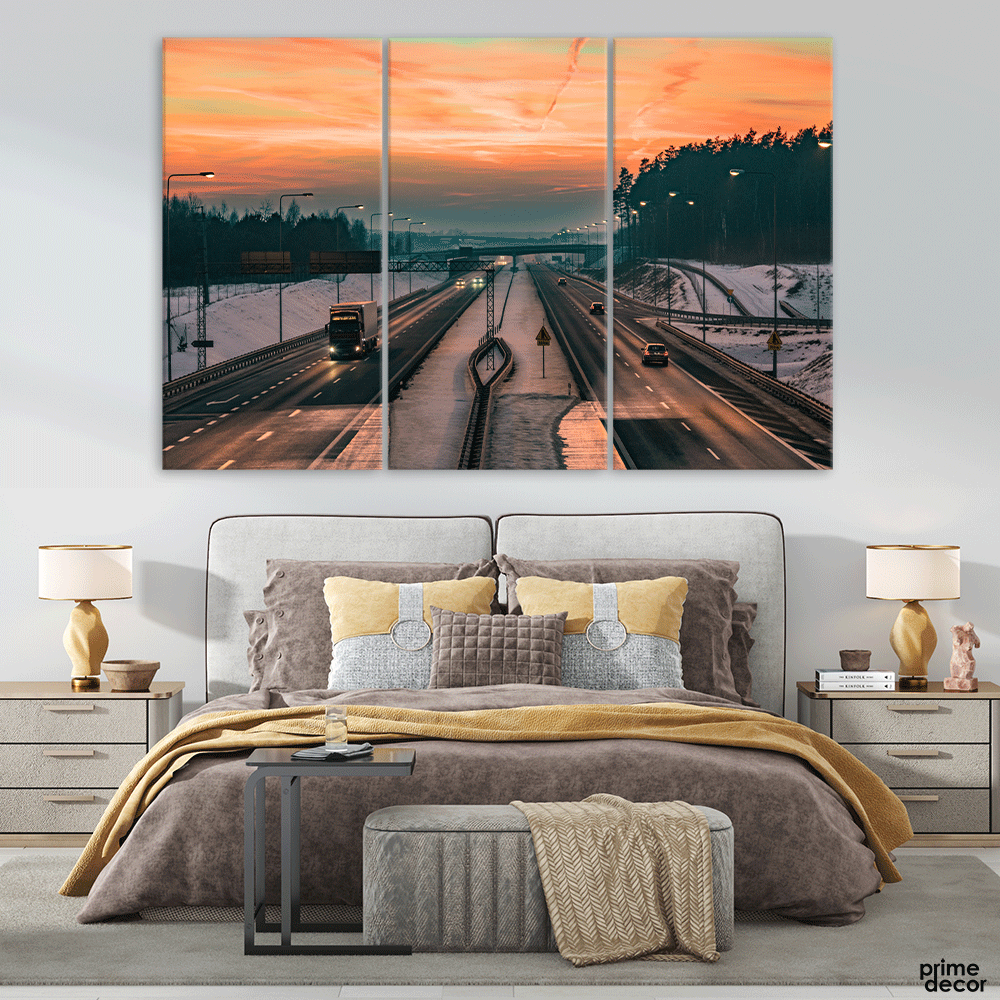 Way,Sky & Clouds (3 Panel) Nature Wall Art - Prime Décor