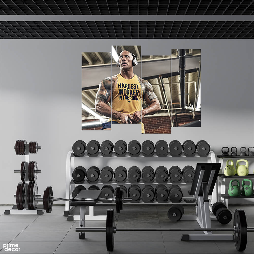 Dwayne Johnson Fitness Freak (4 Panel) Gym Wall Art - Prime Décor