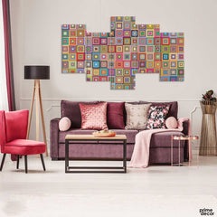 Abstract Square Geometric Style (5 Panel) | Abstract Wall Art - Prime Décor