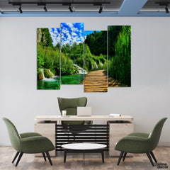 National Park Lakes Waterfall (4 Panel) Nature Wall Art - Prime Décor